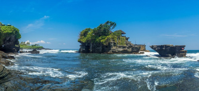 吸引力海浪宗教的印度尼西亚巴厘岛海神庙全景拍摄图片