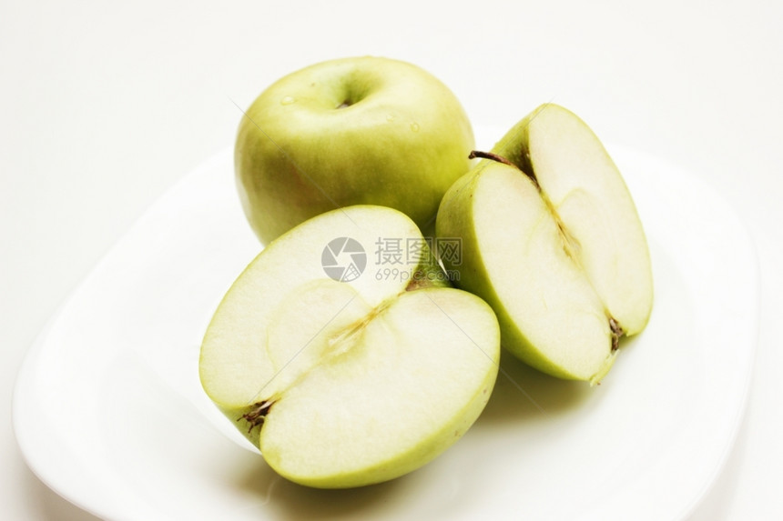 鲜新美味的绿苹果小吃甜的图片
