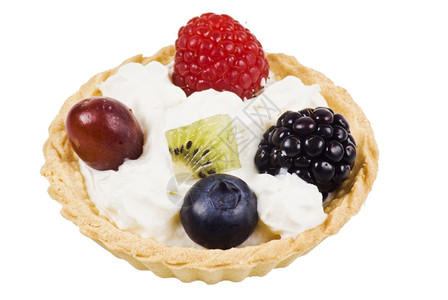 瓜以新鲜水果和奶油为蛋糕脆皮蓝莓图片