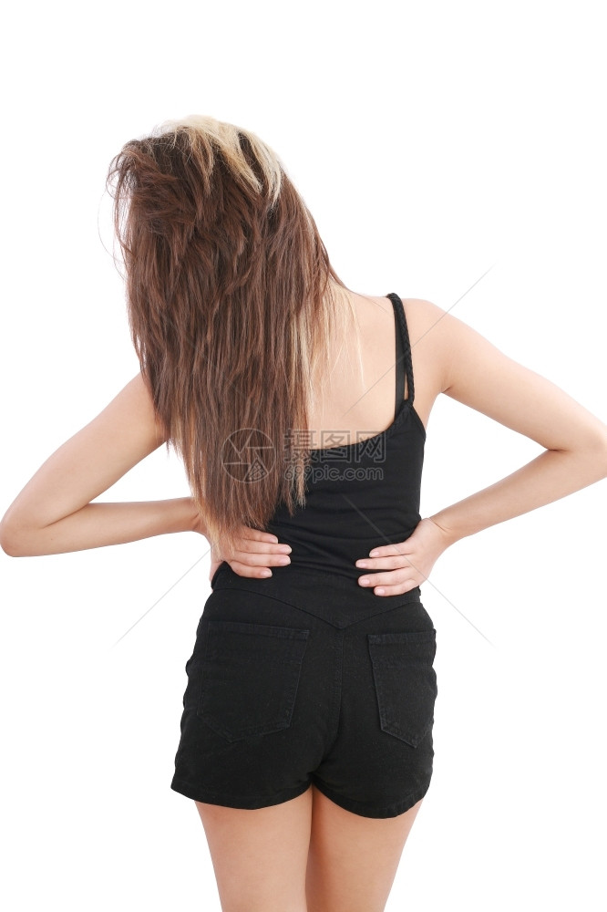 巴拿马收紧遭受背痛的年轻女压力图片