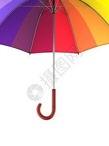单身的彩色虹伞隔离在白色背景3D插图彩色虹伞隔离在白色背景插图的覆盖图片
