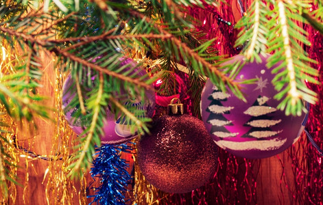 圣诞节树枝和彩蛋本底模糊的圣诞树枝和绿色幸福图片