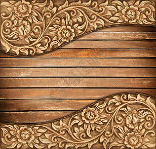 墙艺术木板框架在本上刻花的形态木头背景图片
