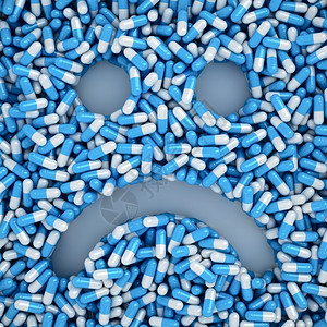 中戈里耶医疗的从许多蓝药丸疾病概念中产生的悲伤笑容药剂学阿尔巴耶夫设计图片