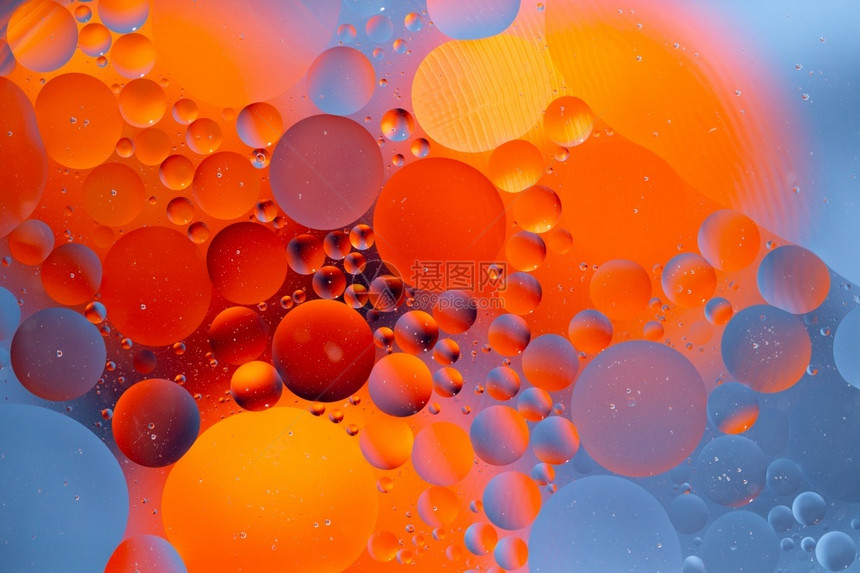 气泡光谱水油混合产生的抽象背景水油混合产生的抽象背景细节图片