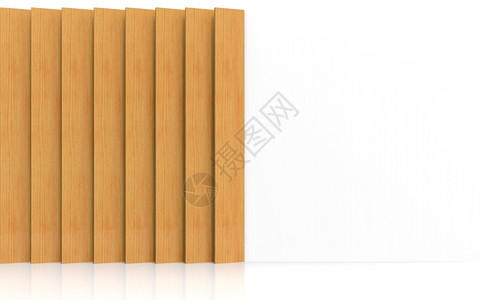 3d使现代长垂直棕色木板在白墙壁设计背景上装饰材料自然地面图片