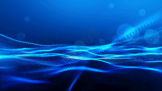 蔚新鲜光滑的蓝色数字粒子波背景为bokeh数字的背景