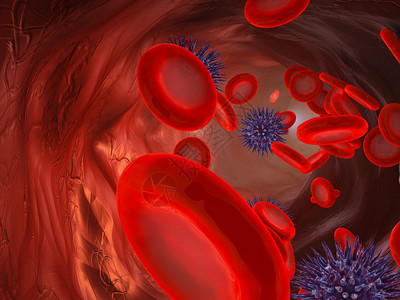 感染近距离检查血液细胞和在动脉3D转化中的移动情况健康图片