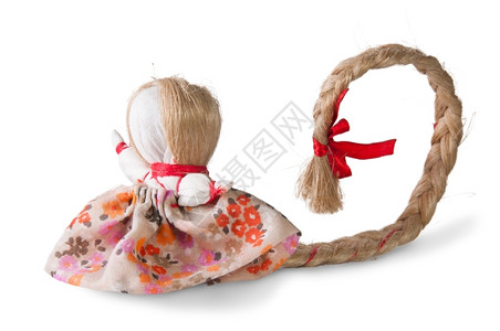 复兴玩具娃俄罗斯传统公花娃白色上孤立的树枝老图片
