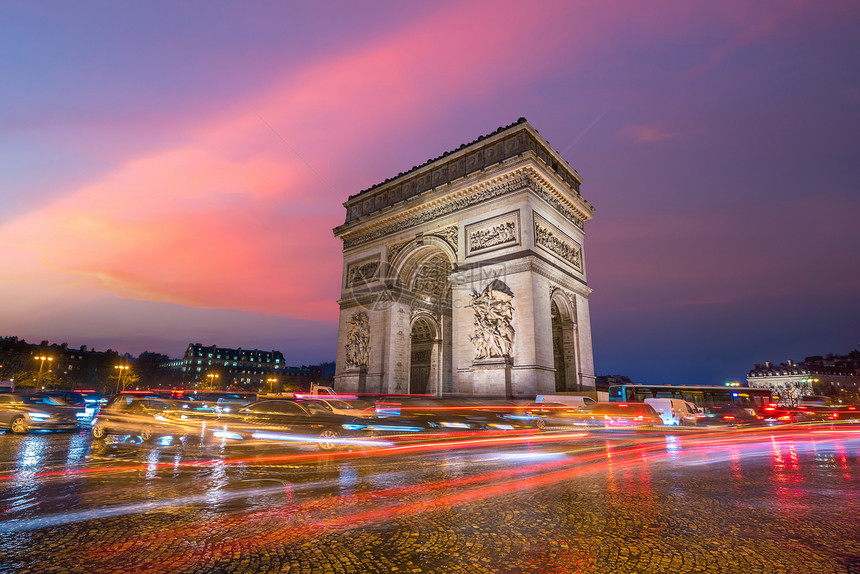 假期布加勒斯特黄昏时分法国巴黎凯旋门欧洲的图片