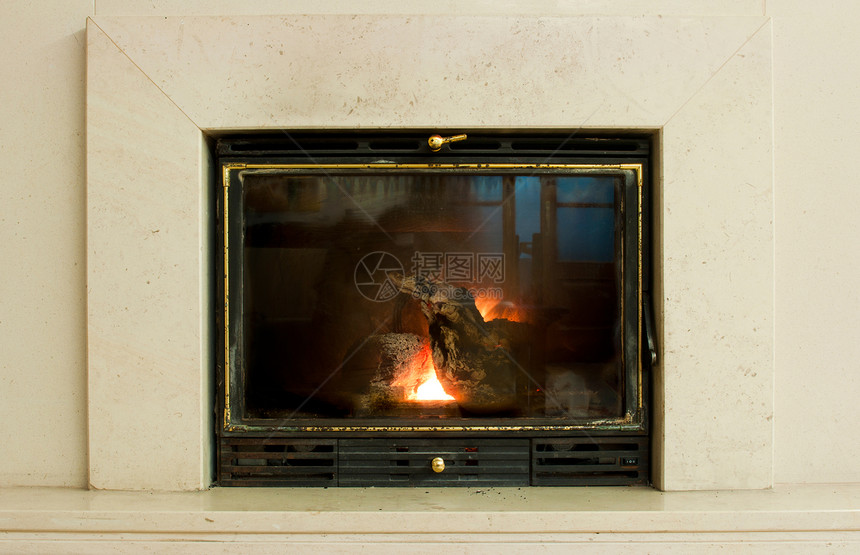 里面活的现代当家园白大理石壁炉图片