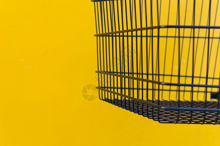 运输极简主义者在超市购物车黑色和黄墙壁的最小化风格推图片