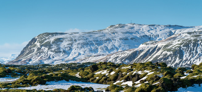 清除岩浆范围Skaftareldahraun熔岩场全景欧洲冰岛冬季图片