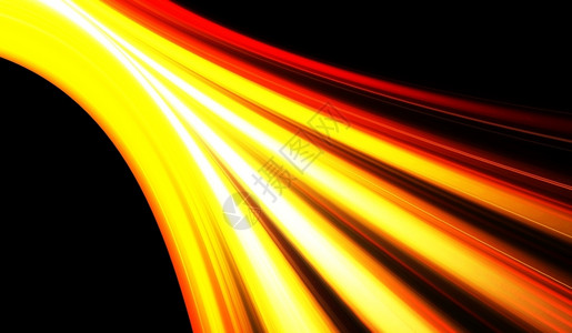 黄色曲线火焰插图颜色流动的具有运射线技术和数字波的抽象红色和黄背景带有运动光技术和数字波背景