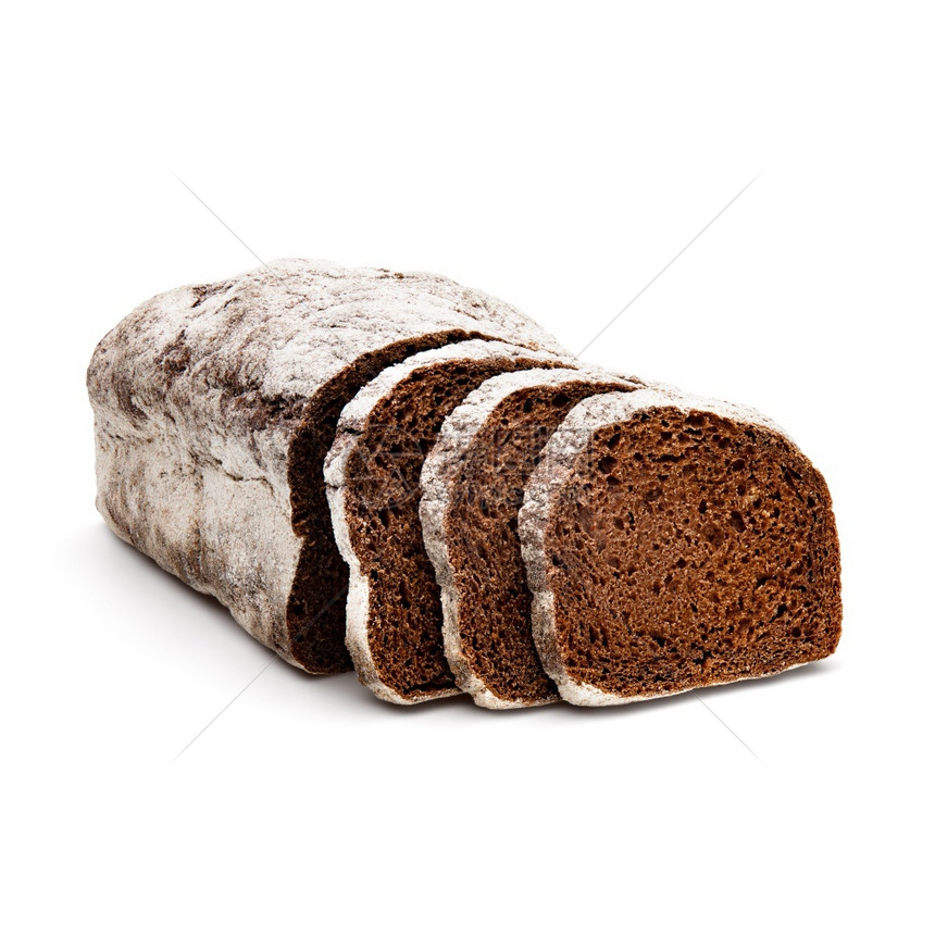 棕色的自制糕点Rye烤面包切片白底孤立的Rye图片