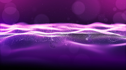 模糊桌面摘要紫色数字网络空间微粒波带有bokeh和光底背景抽象的图片