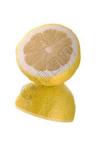 维他命白色背景上孤立的柠檬横截面品尝健康图片