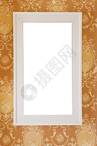 镜子框墙壁背景上的金本摘要白框展览内部的空设计图片