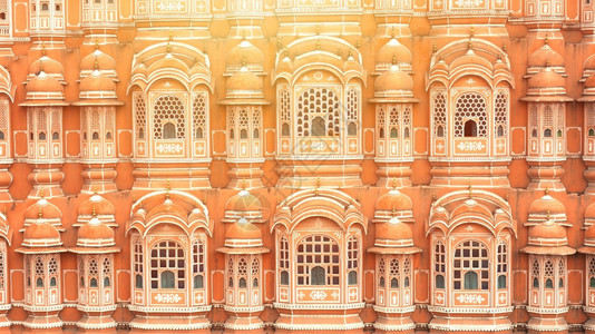 印度拉贾斯坦邦斋浦尔市哈瓦马拉宫或风地标著名的橙图片