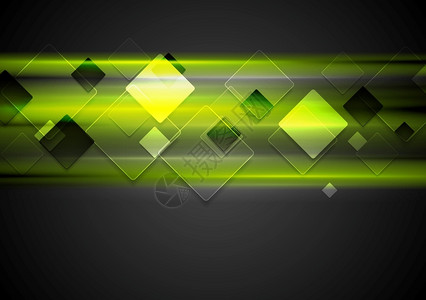 坡度深绿色发光技术背景黑绿色发光技术背景和方形未来派网络设计图片