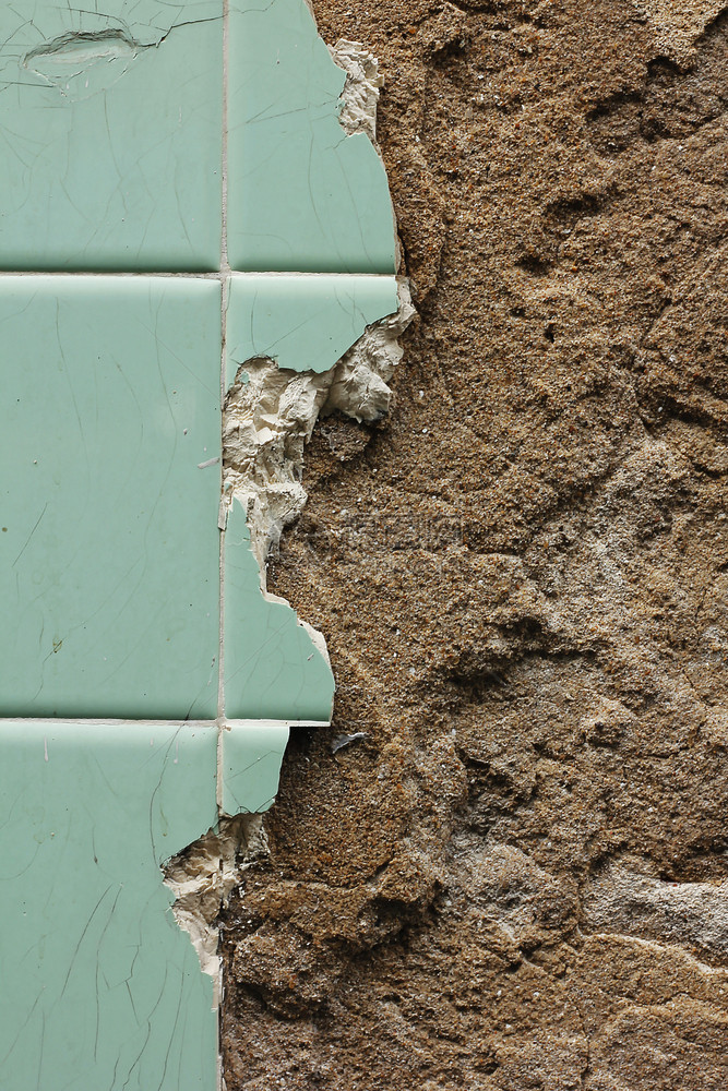 现代的垃圾摇滚坚硬俯视砖头旧水泥墙图片