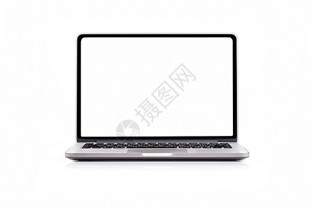 商业白色背景隔离空屏幕的笔记本电脑空屏工作正面背景图片