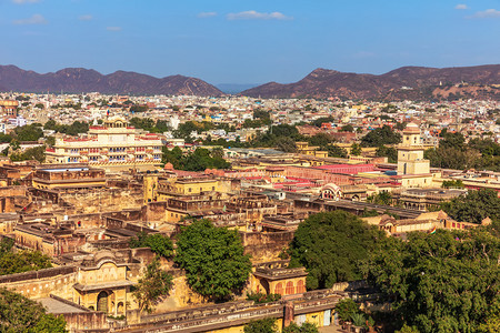 正面城市粉斋浦尔印度古建筑的影像地标图片