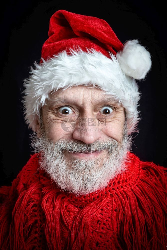 胡须oopicapi愉快在圣诞节日假扮成圣诞老人的白胡子成年男的肖像图片