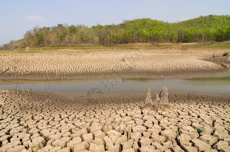 南邦环境的全球升温夏季的干旱地面是燥的蓄水池梅穆赫兰邦泰国全球变暖干旱灰尘背景图片