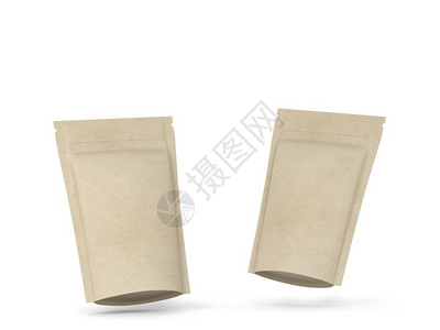 铝膜袋盒子挫败香包白色背景上孤立的空白拉链套件模型3d插图设计图片