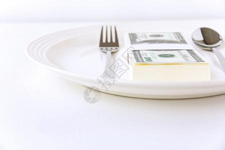 银行叉食品钱的概念形象美元图片