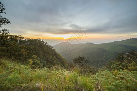 山顶日落风景图片