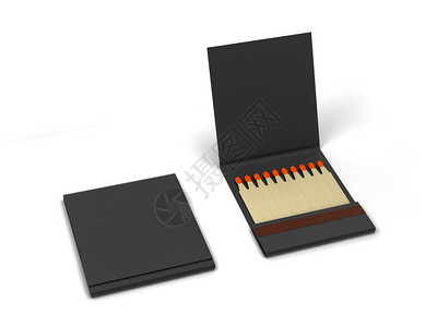 火柴盒白色背景上孤立的匹配纸本模型3d插图折叠抽烟图片