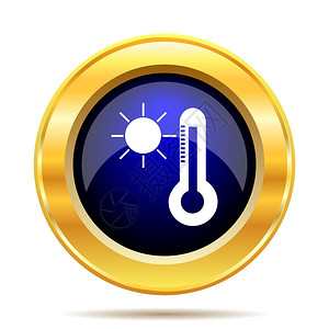 温度计按钮阳光白色背景上的太阳和温度计图标Internet按钮高的华氏度设计图片