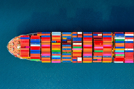 货运对海上集装箱货船的空中观航海洋行业图片
