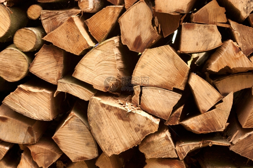 森林中的木柴堆圆形贮存壁炉图片