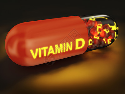 红色胶囊带有维他命D3D制成的闪光胶囊疾病处方药店设计图片