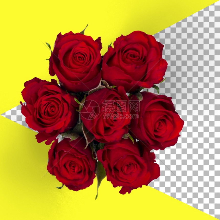 顶端视图孤立的红玫瑰自然花瓣图片
