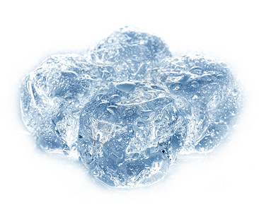 蓝色冰块堆降低目的白上孤立冰方体块背景