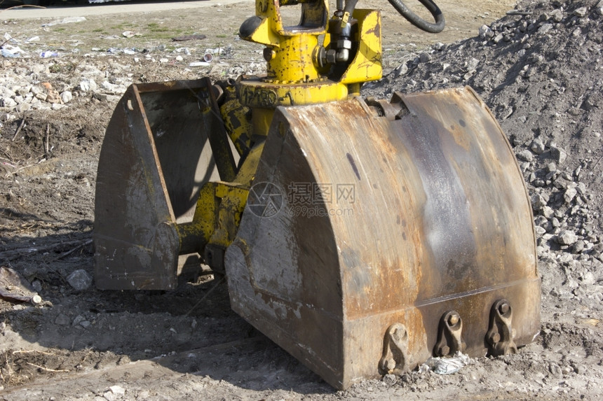 挖机器掘铁路建筑工地的机械程设施图片