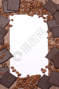 巧克力和咖啡豆边框背景图片