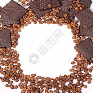 巧克力和咖啡豆边框图片