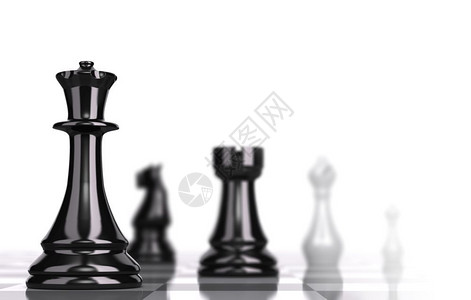领导者将黑白棋板的放在色背景之上并将焦点集中在皇后身上其影响模糊商业战略概念是切斯板战略业务概念测试领导背景图片