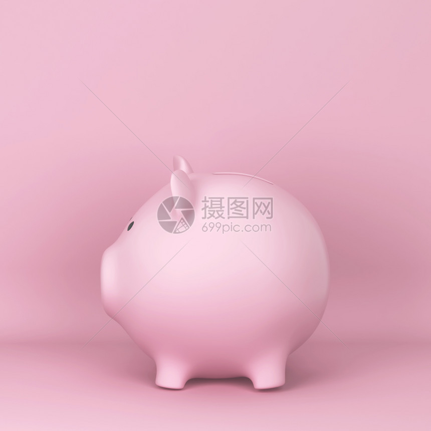 花生小猪银行为在粉红背景上存钱3D插图货币帐户退休图片