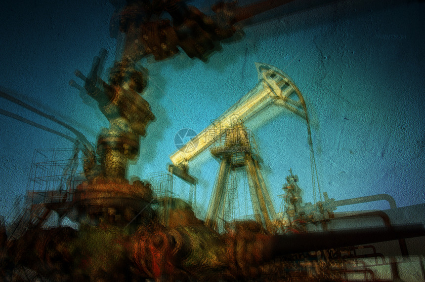 矿业石油横幅泵插在田上的工作水泥混凝土模糊运动概念油气工业图片