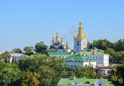 佩乔尔斯克历史基辅PecherskLavra东正教基督修道院位于乌克兰Pechersk绿山正统观光背景