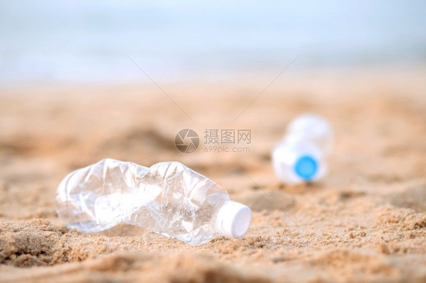 海上垃圾瓶子岸线蓝色的回收图片