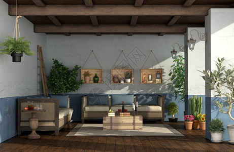 天灯笼蓝色的用古老家具植物和旧墙壁用药粉般的杯以古老家具制成3D式的药杯背景图片