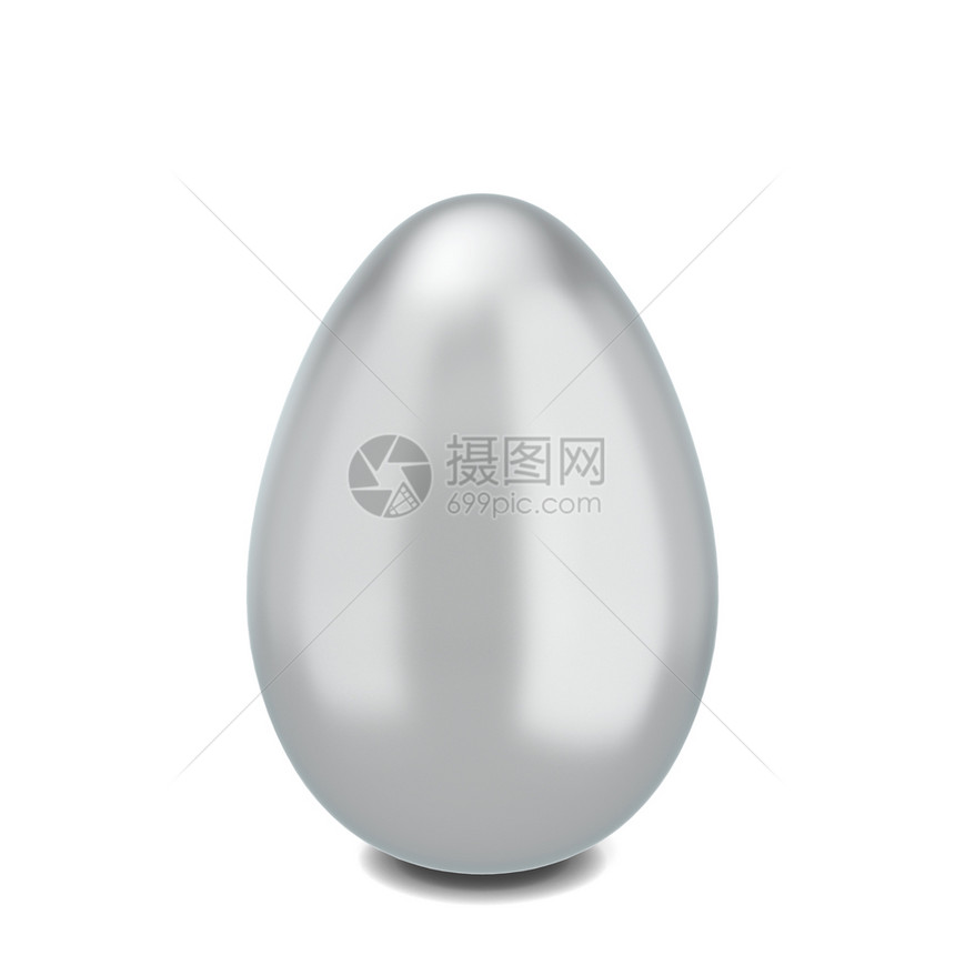 产品新鲜的以白色背景孤立的银鸡蛋3d插图商业图片