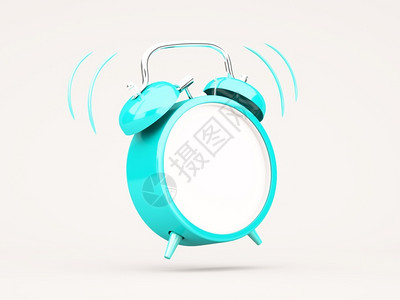 钟复古的3d以白背景显示蓝色闹钟分亮度渲染设计图片